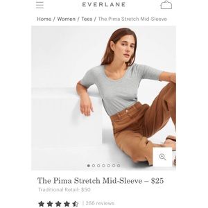 BNWT Everlane Pima Stretch mid-sleeve tee